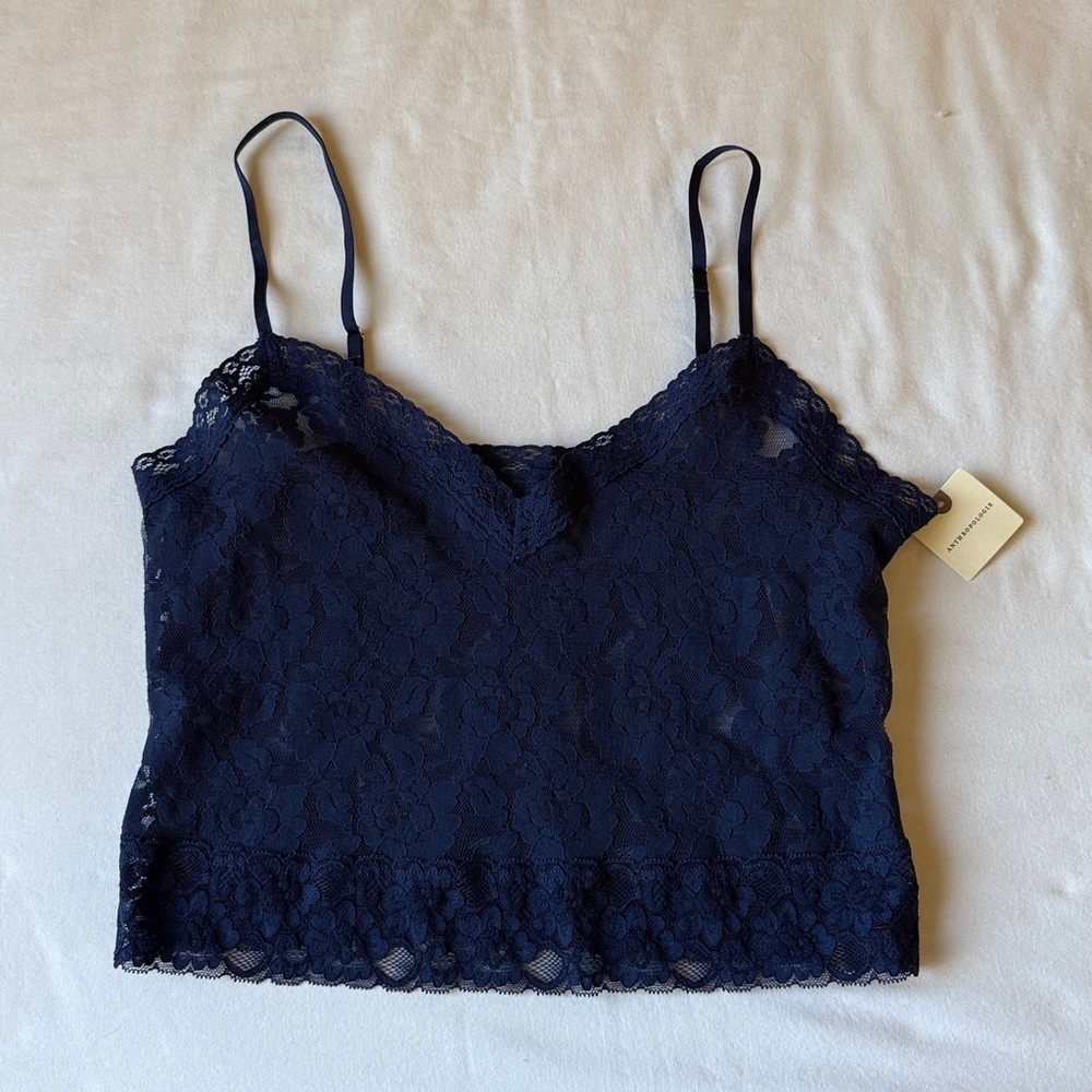Anthropologie Navy Lace Cropped Cami - Picture 5 of 12